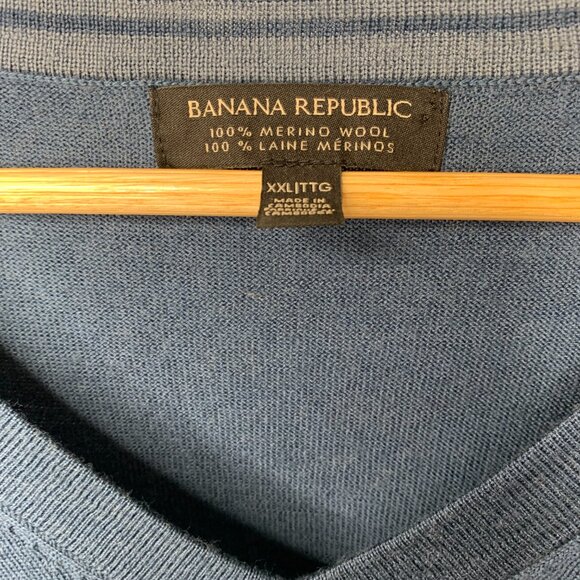 Banana Republic Men’s XXL Blue 100% Merino Wool Lightweight Sweater – Ultra Soft - Picture 2 of 13